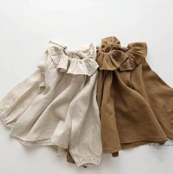 Cotton Basic Ruffle Collar Shirt